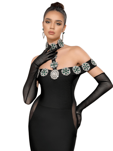 Women's Celebrity Sexy Diamonds Dress Crystal Black Maxi Long Bodycon Elegant Evening Club Party Dress -, Dress , Drestiny , 10, 2, 4, 6, 8, Ankle Length Dresses, Australia, Black, FR, Green, L, Long Sleeves, M, Maxi Dresses, New Zealand, Off Shoulder, S, Silver, United Kingdom, United States, XS , Drestiny , www.shopdrestiny.com
